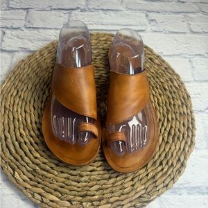 Free People Cognac Brown Leather Slide Sandals. Size 41 (9.5)